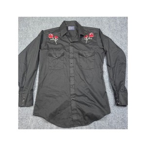 Vintage DeeCee Rangers Western Shirt Black Rose Embroidery Long Sleeve Mens M