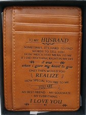 To My Husband Minimalist Wallet Slim RFID Card Holder Engraved Gift for Him NIB