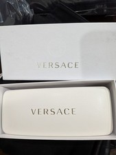 Versace Eyeglass Case Hardshell White Leather New In The Box Black Inside 264