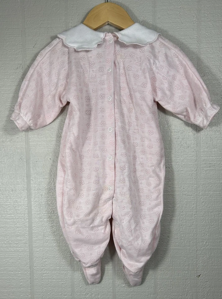 Vintage Baby Dior USA Pink Sleeper Footed Bodysuit With Snaps 19-21 Pounds (9M) - Image 2 of 4