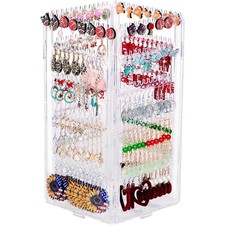 5-Tier 360 Rotating Acrylic Jewelry Organizer Stand with 212 Holes and 212