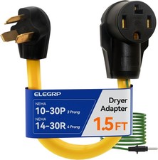 ELEGRP 1.5FT Dryer Adapter Cord, NEMA 10-30P to 14-30R, 3 Prong Old House to 4 P