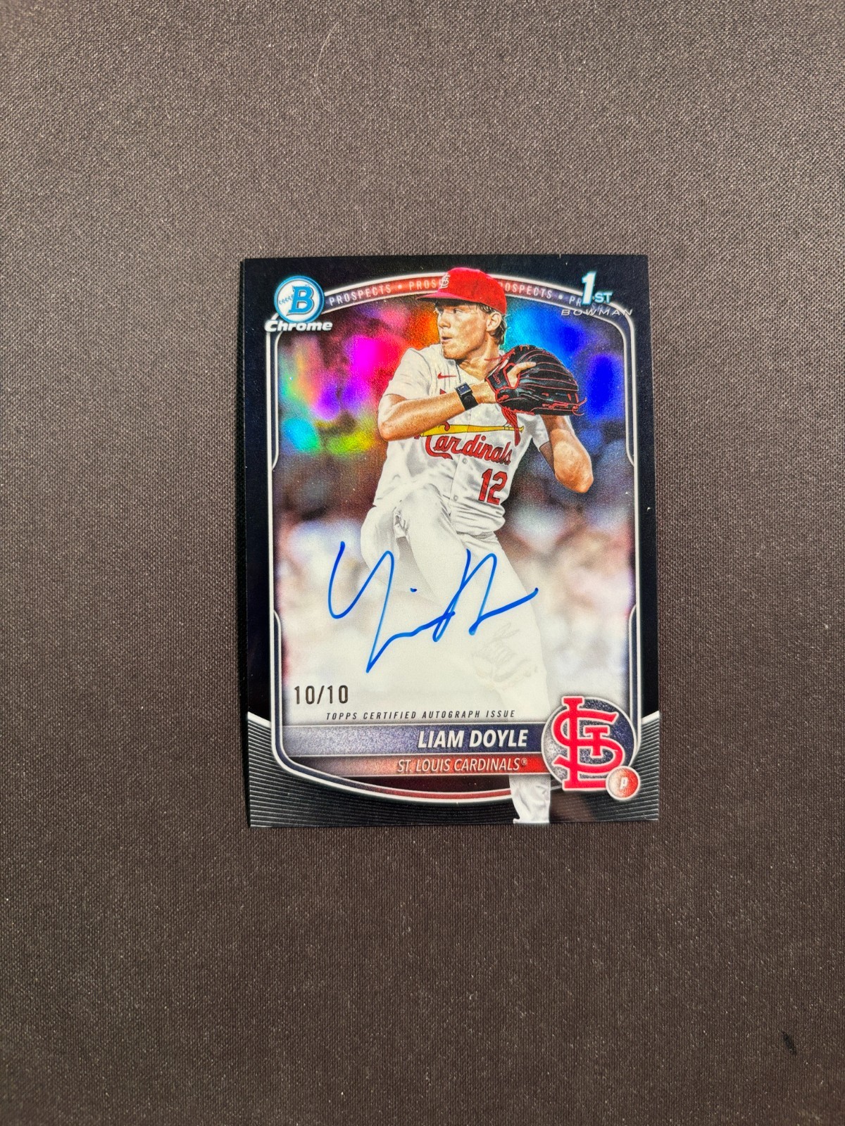 2025 Bowman Draft Liam Doyle 1st Chrome Black Refractor auto 10/10 BJLW
