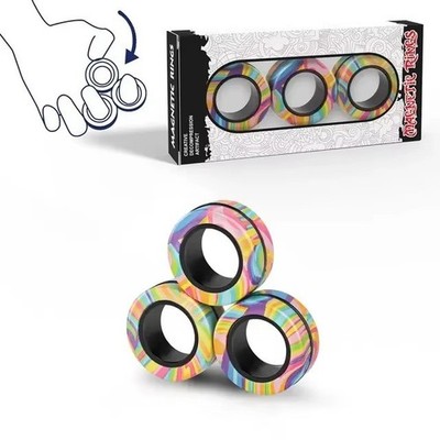 Magnetic Fidget Rings Anxiety Stress Relief Focus Spinner Toy Set