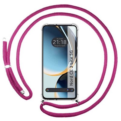 Transparente Hängende Hülle Für Oneplus Nord CE 3 Lite 5G Mit Rosa Fucsi Band