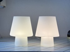 Pair (2x) vintage Habitat Flore cased glass mushroom lamps for bedside/ table