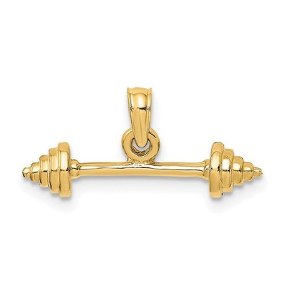 14k Gelbgold massiv poliert 3-D Hantel Anhänger