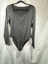 Black Long Sleeve Bodysuit With Scoop Neck  