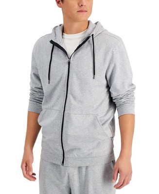 Alfani Men's Mendoza Lounge Zip Hoodie Charcoal Heather-Medium