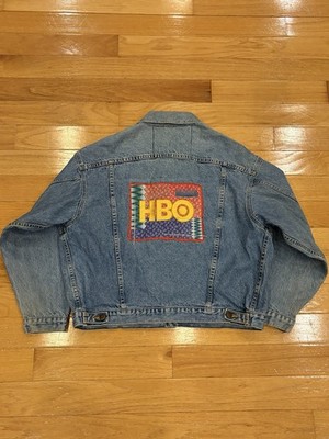 Vintage 80s HBO Denim Jean Trucker Jacket Adult XLarge Primetime Promotion Promo