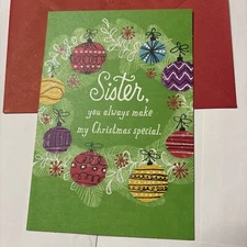 Merry Christmas Sister You Make Christmas Special 5.5”x8” Hallmark Greeting Card