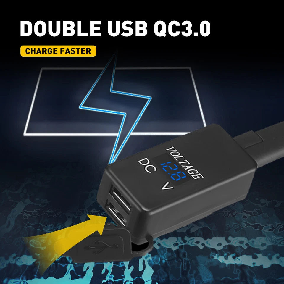 Cargador de teléfono GPS doble puerto adaptador SAE USB a cable para motocicleta y voltímetro LED B Foto 4 de 4