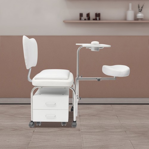 Manicure Pedicure Chair Adjustable Nail Desk Trolley Beauty Spa Massage Stool