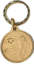 Always By My Side Dog Pet Paw Print Footprint Beach Bronze Seashell Keychain