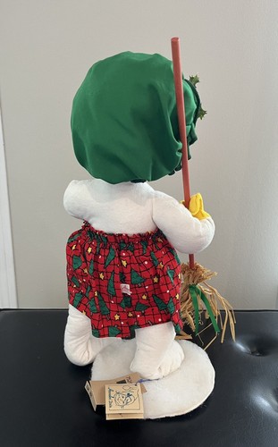 Annalee Doll Large Christmas Snowman/Snow Woman couple Sweeping Snowflakes Plush - Picture 5 of 12
