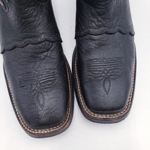 Double H 11" Roper Cowboy Boots Wide Square Toe Black Purple Men's Size 9 M - Picture 7 of 10