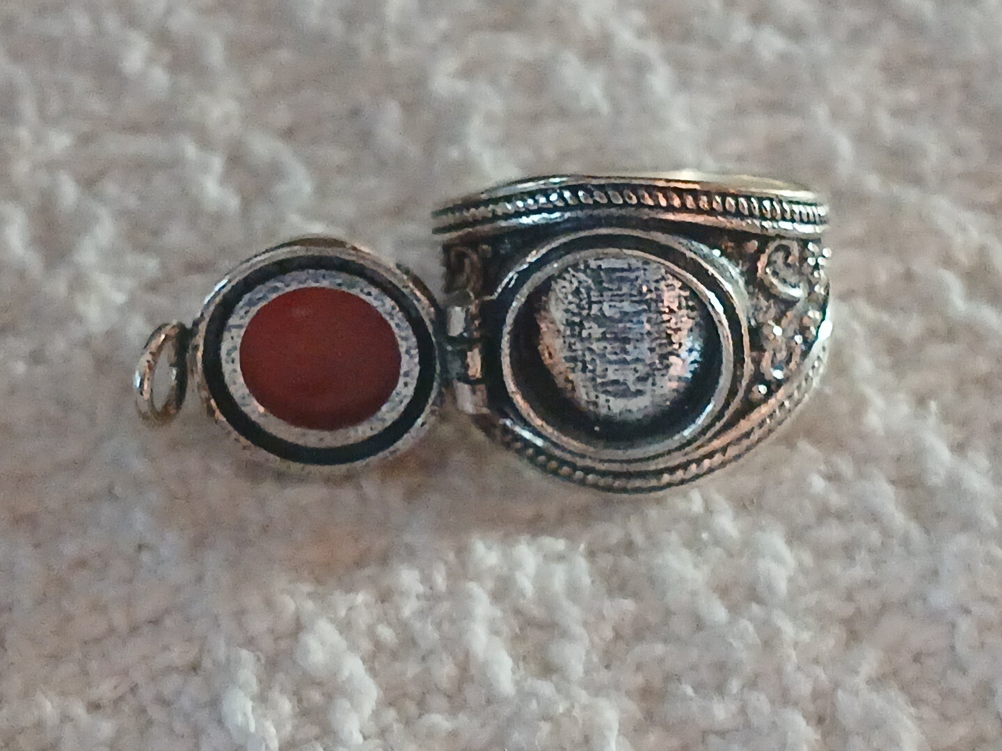 Poision Ring Opens Carnelion Translucent Red Oran… - image 4