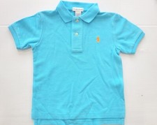 RALPH LAUREN Baby Boy Polo Short Sleeve Shirt LT BLUE w/ORANGE Pony Sz 24 Month