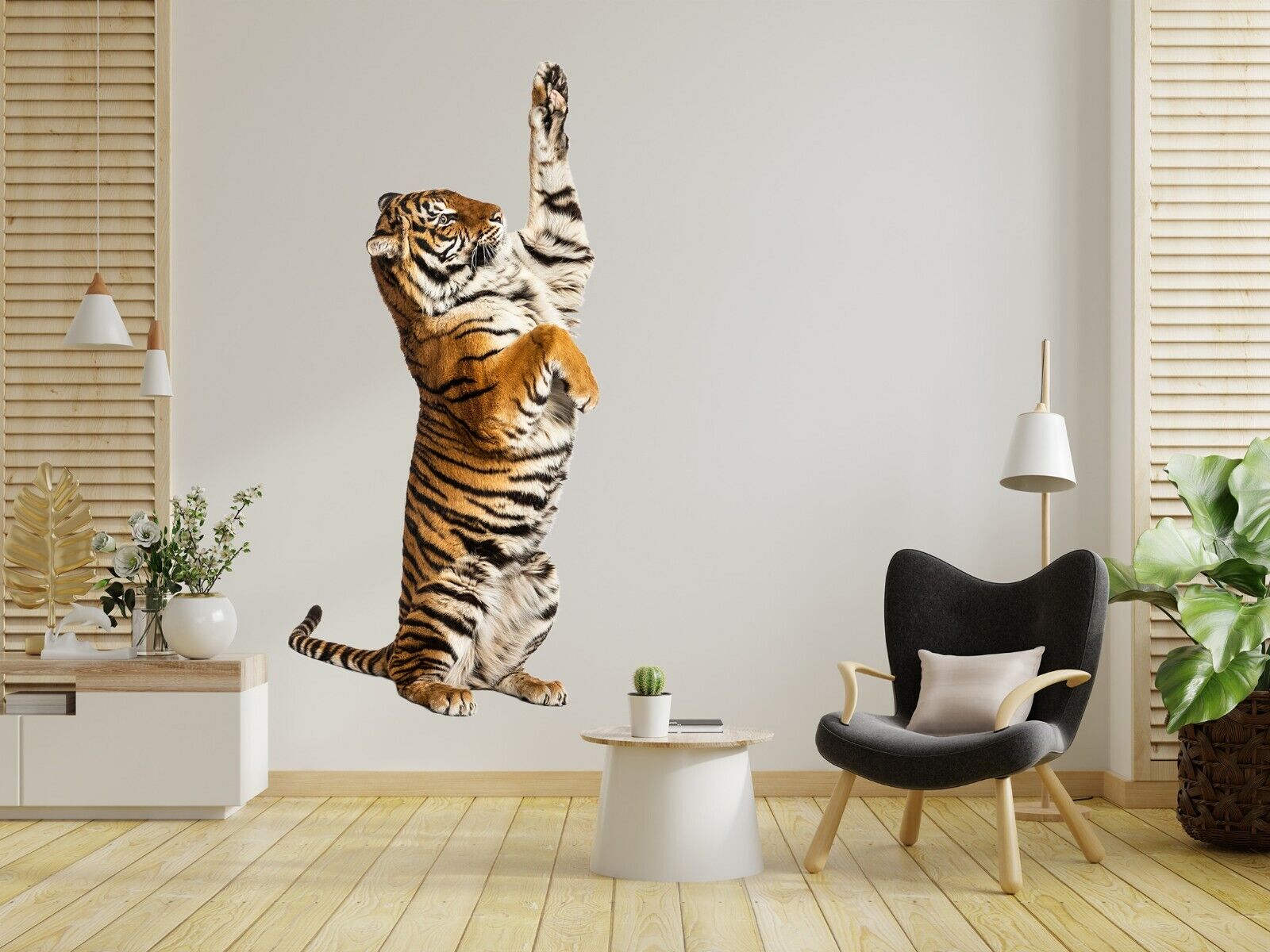 Tiger 3d mural wallpaper - TenStickers