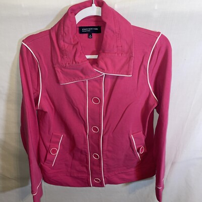 Jones New York Fashion Jacket Womens Size Medium Pink Button Up Long Sleeve