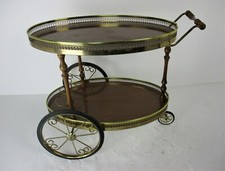 Carro de bar ovalado carro cóctel cocina isla bandeja Hollywood Regency funky de colección