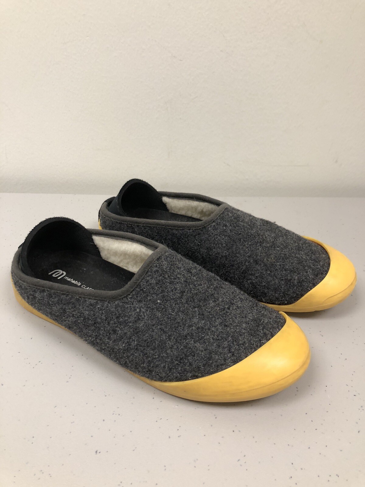 SAOLA Pantofole Mahabis donna 38 US 7 5 classiche grigie lana slip on suola rimovibile scarpe