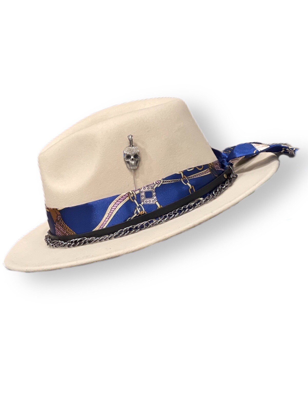 Customized Fedora with Removable Swarovski Pin Brooch-image