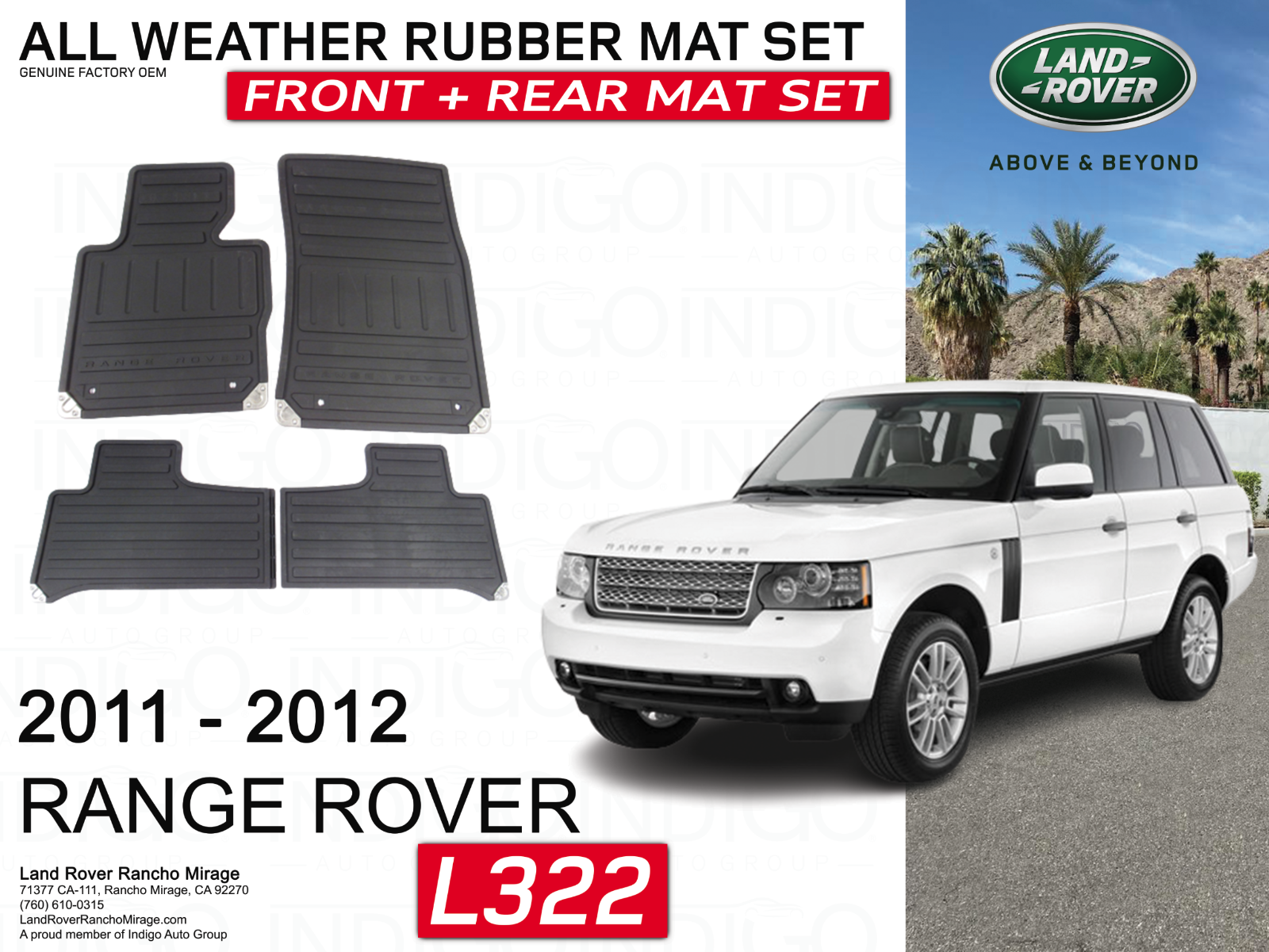 Range Rover 2011-2012 All Weather Heavy Duty Rubber Floor Mats Set ...