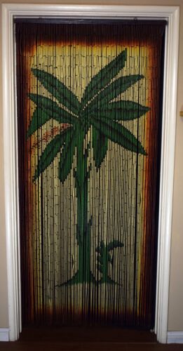 Bamboo Beaded Curtain Room Partition Banana Tree Scene
