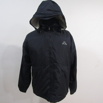 Kappa Vintage Wendejacke Herren Kapuze Schwarz Brustumfang 42/44 UK L REF (Y00736)