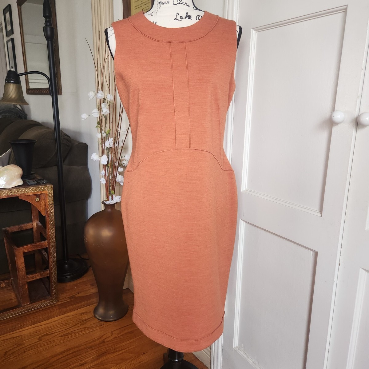 open lace back dress Orange Sheath Dress