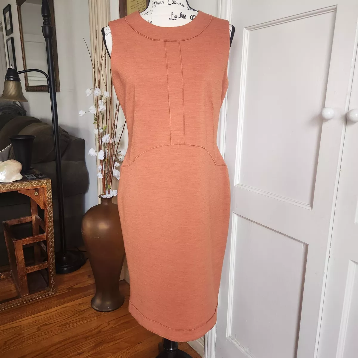 Burnt orange sheath dress top