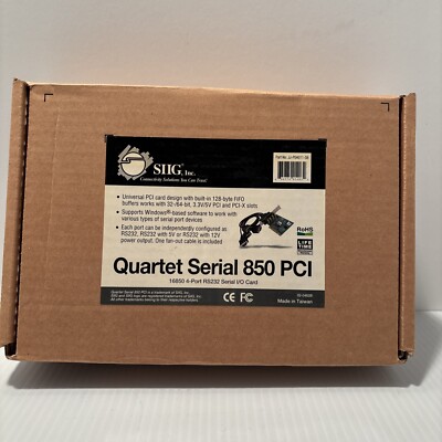 Siig Quartet Serial 850 PCI 16850 4-Port RS232 Serial I/O Card (D)