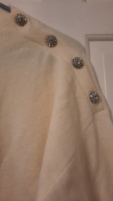 NEW ANN TAYLOR JEWELED BUTTON MOCK NECK 