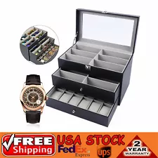 3 Layers Watch Display Box Jewelry Ring Organizer Sunglasses Storage Holder Case