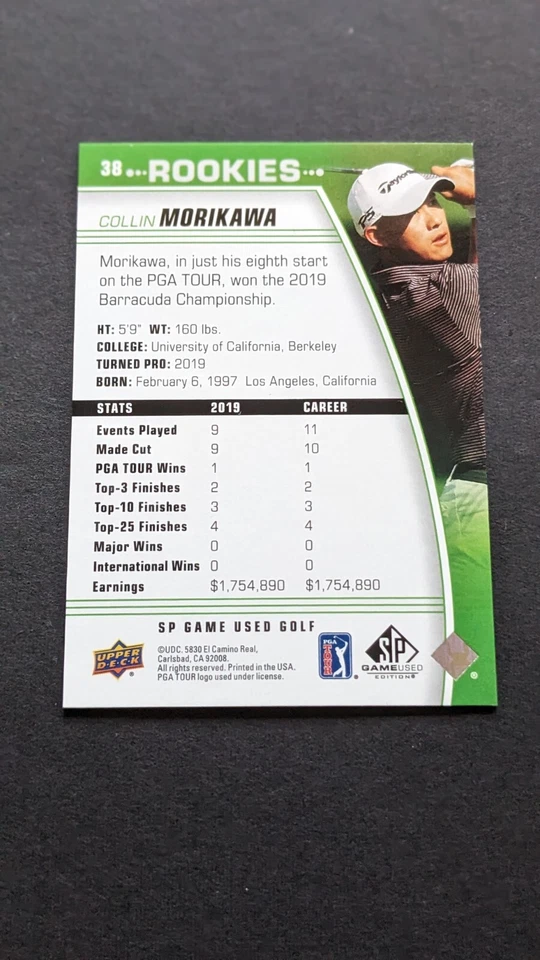 2021 SP Game Used Golf Rookies Collin Morikawa RC - Image 2 of 2