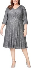 Alex Evenings Long Dress Sequin A-line Party Wrap Women Plus sz 18 NEW NWT AE7
