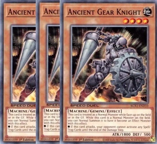 Yugioh - Ancient Gear Knight x 3 - 1st Edition NM - Plus Free