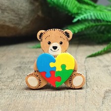 Autism Awareness Badge Handmade Teddy Bear Lanyard Brooch Pin Fridge Magnet