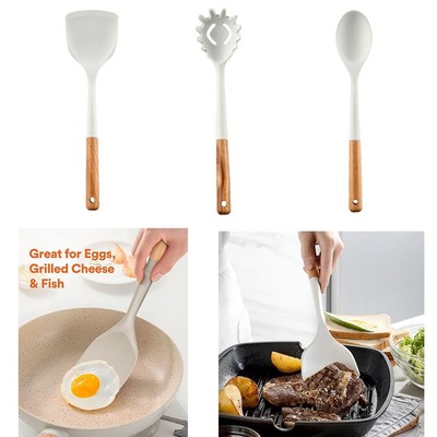 1 Set White Cooking Utensils Wood Kitchen Utensils Set Kitchen Gadgets ...
