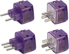 4X Travel Adapter Plug for SOUTH AMERICA PERU ARGENTINA Purple 2-Ports  SURGE 