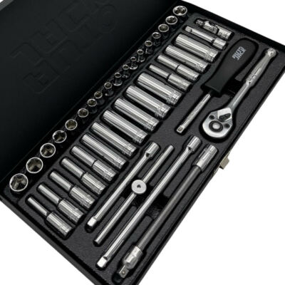 Steckschlüsselsatz 41-tlg. 1/4'' Antrieb | metrisch/zöllig | tief | Klappknarre | Stahlkoffer