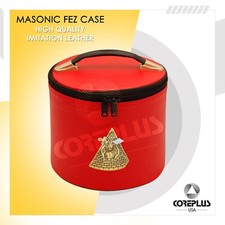 Core Plus Group Masonic Red Fez Cap Case, Imitation Leather | Hat/Cap Storage