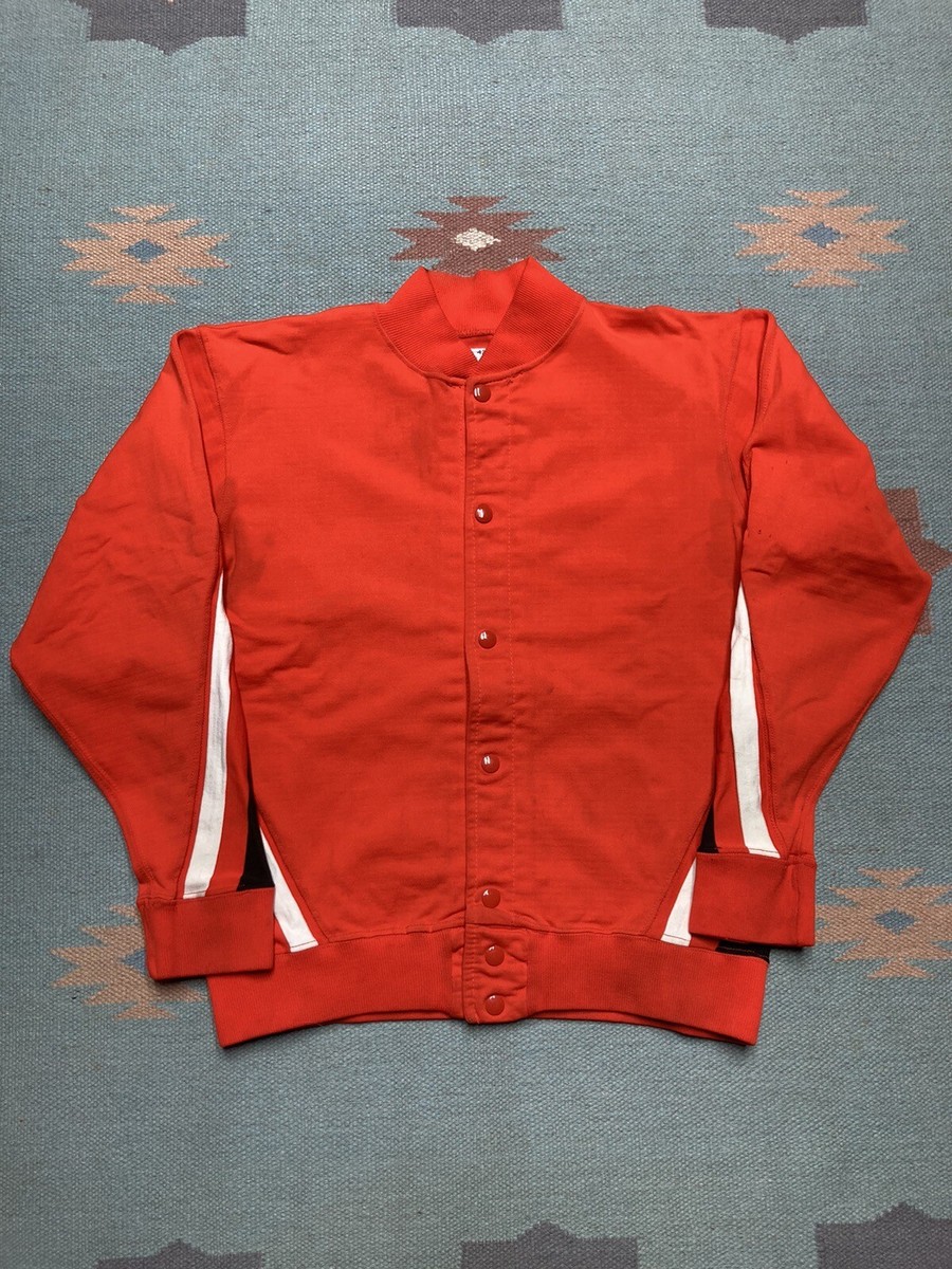 Vintage sand knit jacket button snap sport college orange 