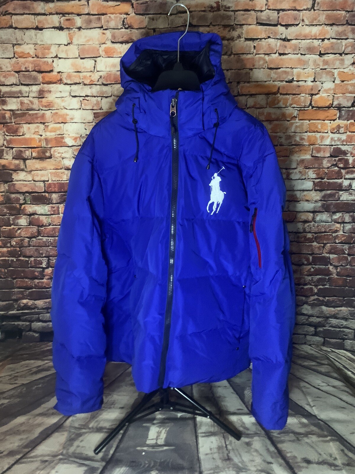 Polo Ralph Lauren Big Pony giacca tampone con cappuccio cappotto blu da uomo taglia XXL