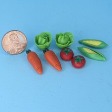 Dollhouse Miniature Vegetables Lettuce Corn Tomato and Carrot 8 Pcs B0472