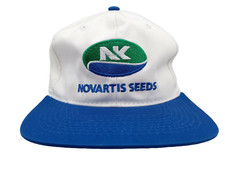 Novartis Seeds Agriculture Vintage White Denim Trucker Hat Cap Adjust Snap Back
