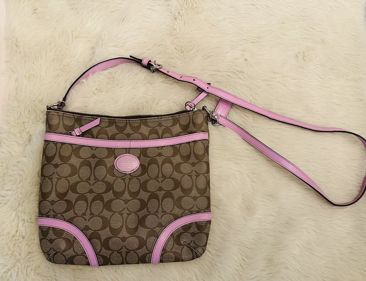 COACH PEYTON SHOULDER BAG PURSE SIGNATURE CROSSBODY LIGHT KHAKI