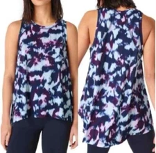 Sweaty Betty Easy Peazy Blue Flow Print Oversized Tank Women’s Size Medium NWOT
