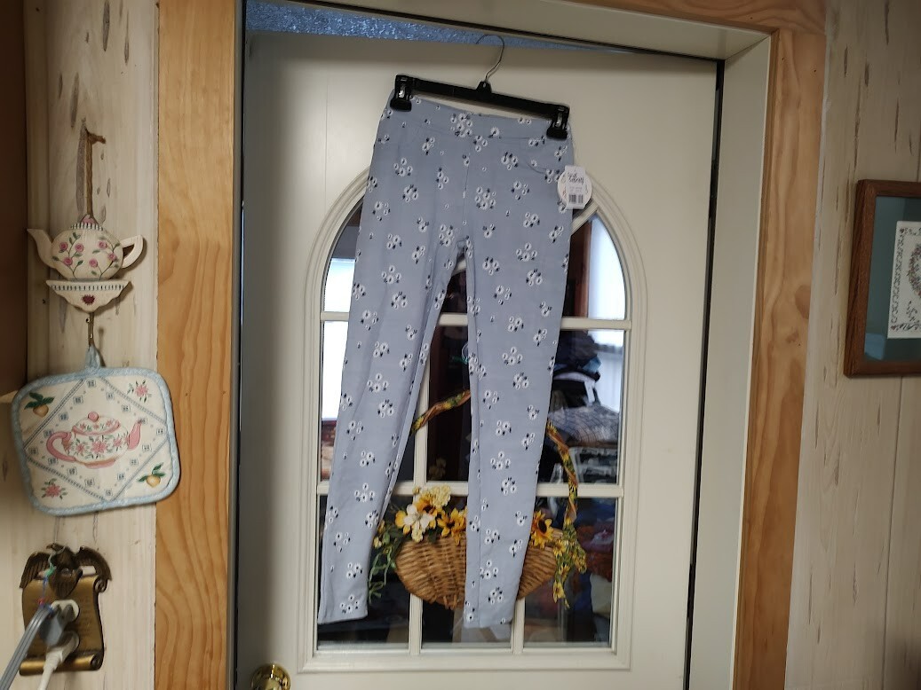 NWT Sweet Butterfly Light Blue Flowered Jegging Pants Girl's 10/12